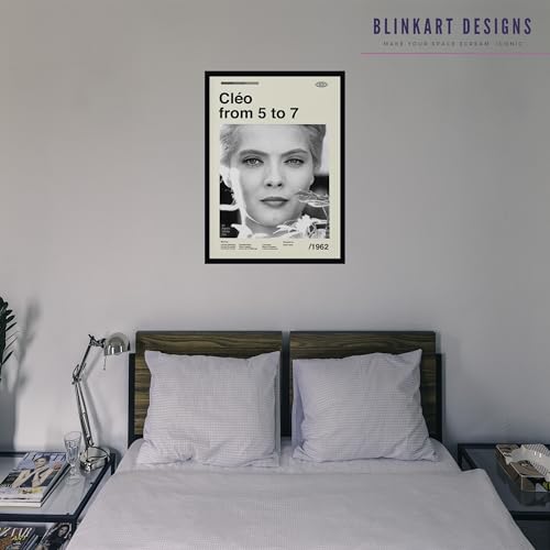 Image of BLINKART Cleo From 5To 7 Movie Poster Frame 8x12 Inch | Premium 300 GSM Paper Wall Print | Mid Century Vintage Film Artwork for Home, Bedroom, Living Room, Office | Framed Photo Decor