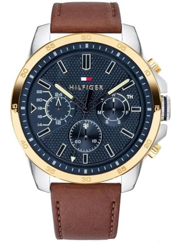 Tommy Hilfiger Reloj Analógico Multifuncional de Cuarzo para Hombres con Correa de Silicona, Acero Inoxidable o Cuero, Subesferas para Día y Fecha, Resistente al Agua hasta 5ATM Tommy Hilfiger Reloj Analógico Multifuncional de Cuarzo para Hombres con Correa de Silicona, Acero Inoxidable o Cuero, Subesferas para Día y Fecha, Resistente al Agua hasta 5ATM