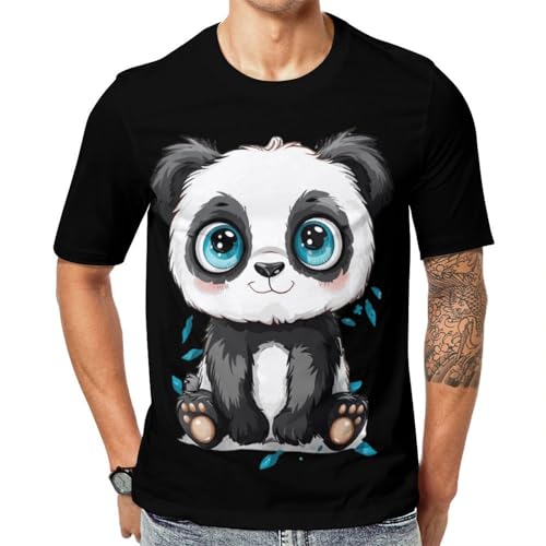 Cute Panda Unisex Adult T-Shirts Summer Short Sleeve Tee Casual Tops Funny Graphic L