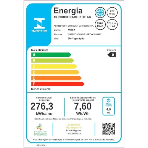 Ar-condicionado Split Inverter 9000 Btus Midea Ai Ecomaster High Wall Só Frio 42ezvca09m5/38ezvca09m5 220v
