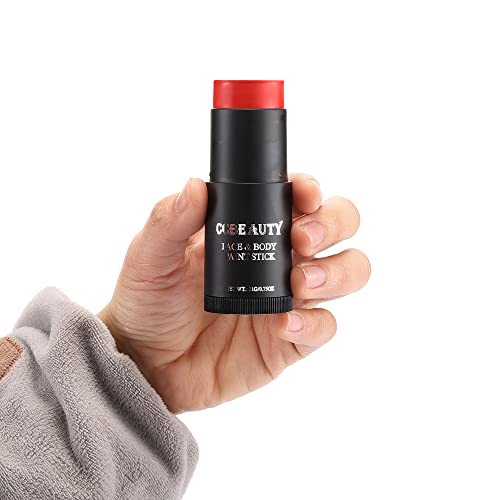 Ccbeauty Devil Red Face Paint Stick,Face Painting Kit,Non Toxic Sfx Makeup Clown Skull Halloween Costume Cosplay,Professional Fx Body Paint Stick,Full Coverage Painting Foundation With Makeup Sponge #TOP7