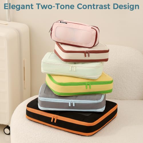 Image of BAGAIL Compression Packing Cubes for Travel Essentials, 6 Set-Pewter Color
