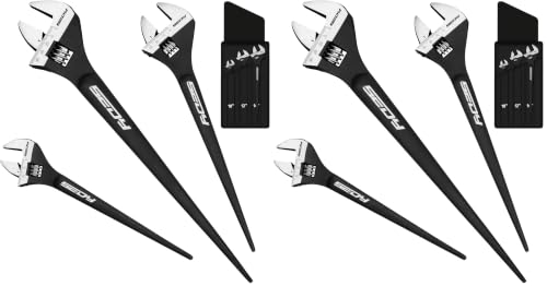 Image of 3-Piece Adjustable Spud Wrench Set, 10-inch, 12-inch, 16-inch, SAE and Metric Scale Marked, CR-V Steel with Black Oxide Finish (Pack of 2)