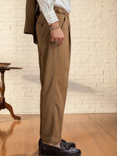Men's Straight Western Gurkha Pants Retro Tapered Leg Classic Flat Front Chino Pants2