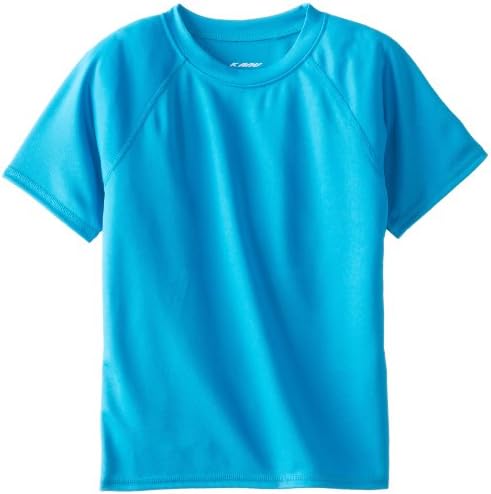 Kanu Surf Boys' Short Sleeve UPF 50+ Rashguard Swim Shirt, Solid Aqua, Large (12)