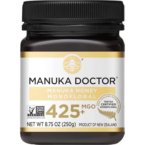 MANUKA DOCTOR - MGO 425+ Manuka Honey Monofloral, 100% Pure New Zealand Honey. Certified. Guaranteed. RAW. Non-GMO (8.75 oz) Cover