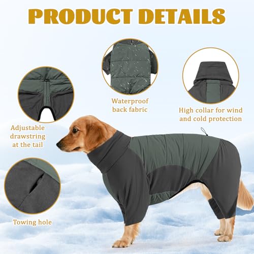 Hundemantel Winter, Winter Hundemantel mit Beinen, Winteroverall für Hunde, Wasserdichter Hundem-antel, Hundem-antel mit Beinen, Warm Hundepullover Fleece, für kleine, mittelgroße und große Hunde (M)