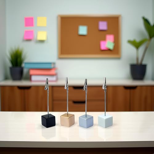 4Pcs Alligator Clip Memo Holders - Heavy-Duty Desktop Organizers for Office/Home, Multi-Angle Picture Frame Stand with Card Clasps, Desk Accessories for Notes/Photos/Paper Display