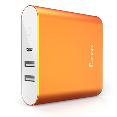 i-Blason Aero 10400 mAh Dual Port Ultra Compact External Battery Portable USB Charger Power Bank - Intelli-ChargeTM Wide Compatibility, Fast Charging, High Capacity (Orange)