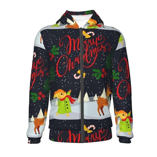 Merry Christmas Elk Kids Pullover Hoodies Boys Zip Up Sweatshirts Girls Athletic Clothes with Pocket2