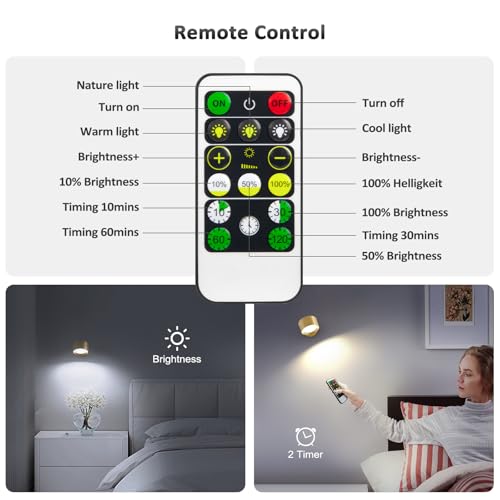 Image of Racokky LED Wall Mounted Lights with Remote, Rechargeable Wall Sconces