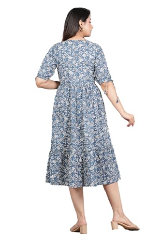 Image of Kuruti B Sheets Women's Cotton Floral Printed Regular Fit Anarkali Kurta for Women