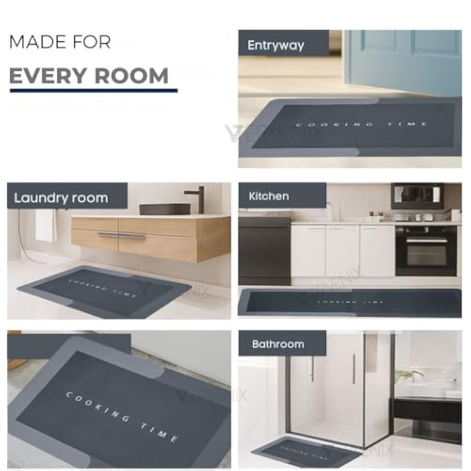 2 Pcs Kitchen Mats Set, Waterproof Memory Foam Anti-Fatigue