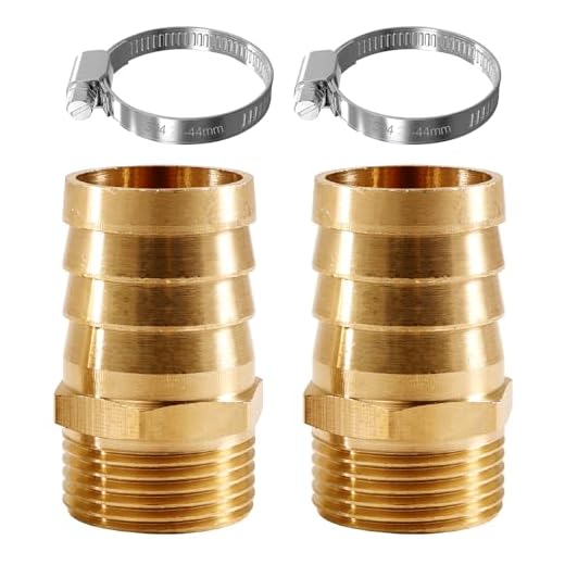 2 Stück 1 Zoll Messing Schlauchtülle, 1" AG x 32mm(1 1/4") Schlauchverschraubung, Außengewinde Stecker Adapter,Tülle Schlauchanschluss, Messing Schlauchanschluss Stecker Adapter mit 2 Schlauchschellen