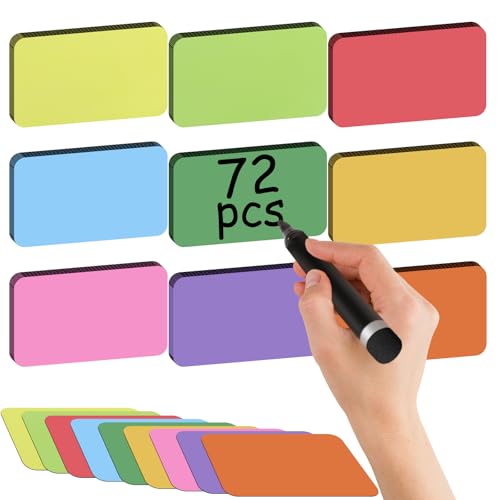 72 tiras magnéticas para escribir, 120 x 70 mm, etiquetas magnéticas para escribir en pizarras blancas, accesorios, borrables para pizarras magnéticas, pared magnética, nevera