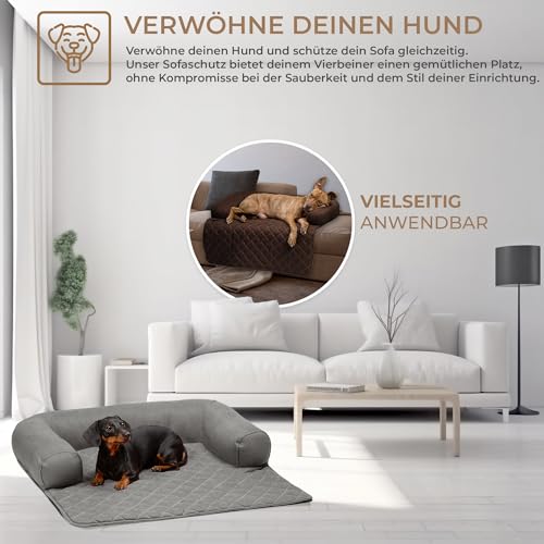 Lous Sofaschutz Hund – Hundedecke Sofa Hundebett Couch – Handgefertigte Hundematte mit Rand – Waschbar bis 90 Grad und besonders kuschlig – Größe: L ca. 90x90x13cm (Anthrazit)