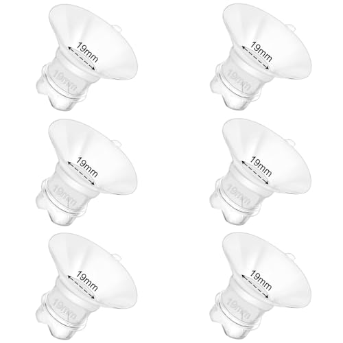 6pcs Updated Silicone Flange Insert 19mm Compatible with Momcozy/Medela/Spectra/Eufy/Lansinoh/TSRETE/Elvie/NCVI/Paruu Breast Pump, for 24mm Flange/Shield, Breastfeeding Essential Replacement Pump Part