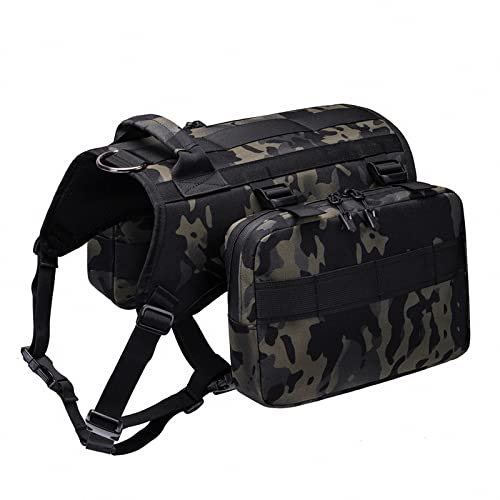 MAOTN Zaino per Animali Domestici Mimetico,Pettorina Cane per uscite/addestramento/pattuglia Resistente all'Usura per Cani Taglia Media e Grande,Imbracatura per Cani Staccabile,Style1,One Size
