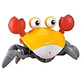 [qiukala]カニ おもちゃ 赤ちゃん 子供 3歳4歳5歳 動く玩具 這うカニ USB充電式 LEDライト付き+音楽付き 自動的に障害物を回避する インタラクティブな学習と開発のおもちゃ 知育玩具 男の子 女の子 プレゼント
