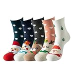 Zldhxyf Damen Sportsocken 5 Paar süße Cartoon-Socken für den Winter, farblich passende warme Socken, mittlere Strümpfe Lange Socken Herren