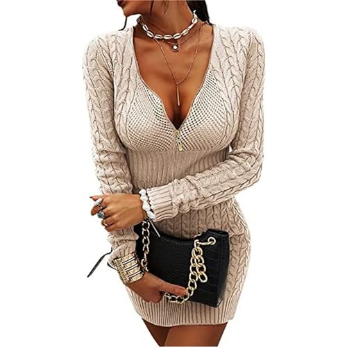 Robe pull côtelée ajustée anti-froid et élégante en maille - 4