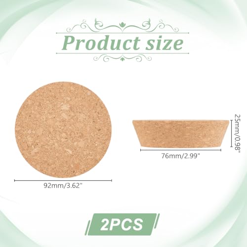 AHANDMAKER 2Pcs Large Cork Lids for Jars Bottle Stoppers, Tapered Plugs - Image 2