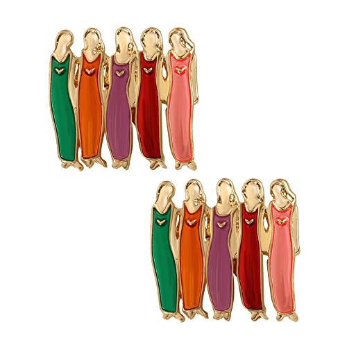 Image of Ximimark 2 PCS five sisters Creative Sisters Brooch Women Friendship Sisterhood Series Enamel Brooch