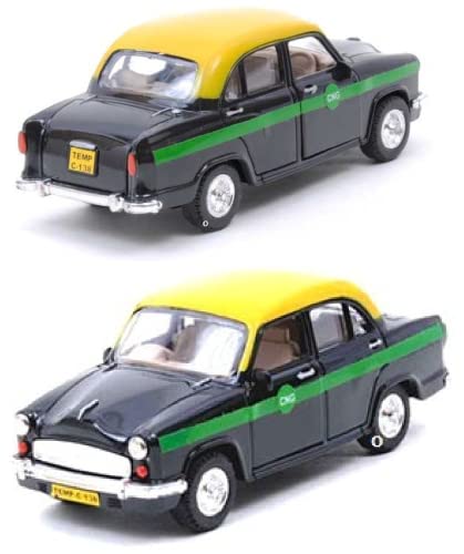 Image of Made of Non Toxic Plastic Toys Ambassador Car, Pack of 2, Pull Back Action Toys, with Soft Edges Around 15 CM in Length & 100 gram. Color Black. (Multi Color)