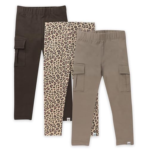 HonestBaby Multipack Leggings Skinny, Flare and Cargo Pants Organic Cotton for Infant Baby Girls, Toddlers, Little Kids,