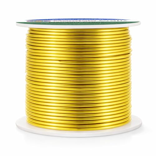 Image of Mandala Crafts 16 Gauge Light Gold Tone Anodized Aluminum Craft Wire 100 FT | Colored, Flexible, Bendable, for Bonsai, Armature, Sculpting, Wire Wrapping, Jewelry Making, Weather & Tarnish Resistant