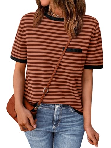LILLUSORY Womens Summer Short Sleeve Sweater Shirts Tops 2025 Fall