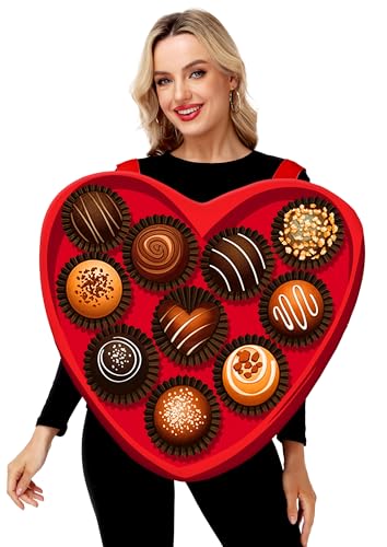 AOBUTE Women Valentine Chocolate Box Costume Men Heart Candy Novelty Outfits Wedding Party Top