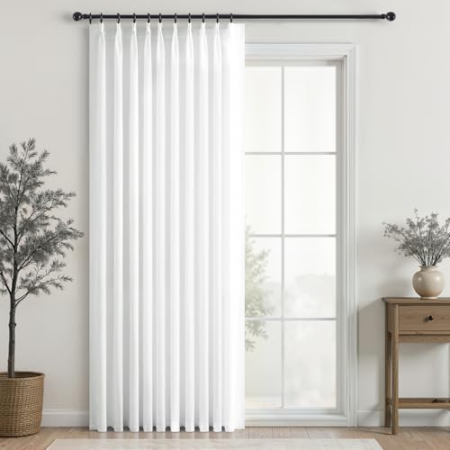 Topfinel Pinch Pleated Curtains 90 Inches Long 1 Panels Set,Beige White Semi Sheer Cotton Blend Fabric Aesthetic Advanced Curtain Drapes for Living Room Bedroom,60x90 inch Length by Topfinel - Used condition - US$29.08