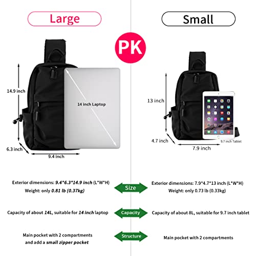 Seoky Rop Men Women Sling Bag Backpack Lightweight Water Resistant Small Chest Shoulder Crossbody Bags For Walking Travel Cycling Black #TOP1