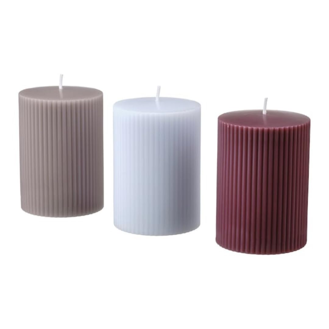 LUKADAH Premium Quality Jumbo Size Scented Pillar Candles-Romantic Couple Candles-Wedding Candles,Party Candles-Aromatherapy Candles-30hr Long Burning,Almond & Cherry (Mixed Color-Pack of 3)