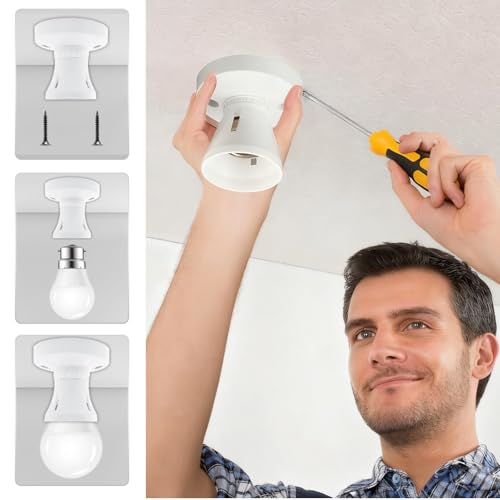 3 Pack E27 Ceiling Lamp Holder, Ceiling Rose Light Fitting,E27 Lamp Holder with Screw Light Fitting, Ceiling Light Adapter UK for Bulb Conversion, 7.5 cm*7.2 cm*5 cm Bakelite Shell, Easy To Install - Image 5