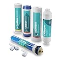 NU Aqua Reverse Osmosis Water Filter System Replacement Set - 5 Stage Under Sink Kit - Includes Membrane, Sediment, Carbon Filters, Parts & Fittings - Universal Undersink RO Filtration Cartridge Pack