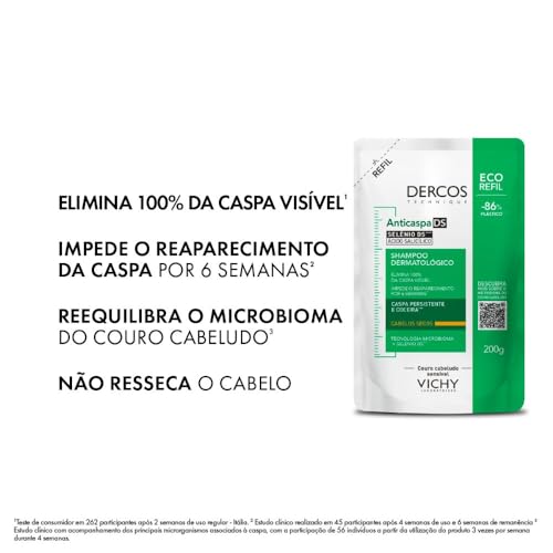 Vichy, Refil Dercos Shampoo Anticaspa Intensivo para Cabelos Secos, 200ml