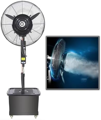 110V Industrial Misting Fan - Commercial Oscillating Pedestal Fan for Outdoor Patio, Restaurant, Garage, Gym, Factory Workshop - 3-Speed Adjustable Cooling (650mm)