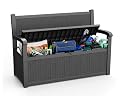 PatioZen 80 Gallon Outdoor Storage Bench Deck Box Waterproof Lockable,Outdoor Storage Furniture for Patio,Garden and Porch,Tools and Cushions? Black?