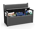 EasyUp 80 Gallon Storage Bench Waterproof and Lockable,Deck Box Outdoor Storage Furniture for Patio,Garden,and Porch – Perfect for Storing Garden Tools and Cushions(Black)