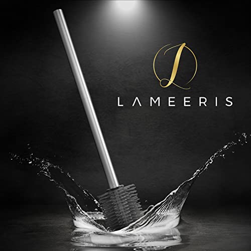 LAMEERIS® - Klobürste aus Silikon - Klobürstenhalter Kunststoff - Wandmontage ohne Bohren - Schnell trocknende Toilettenbürste für mehr Hygiene - WC Bürste (Schwarz)