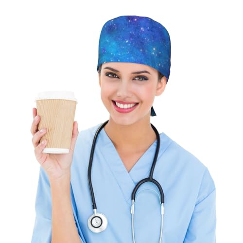 Image of Working Cap Scrub Cap with Sweatband Adjustable Unisex Women Tie Back Hat Nurse Surgical Caps