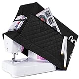 Sewing Machine Cover with 3 Convenient Pockets - Protective Quilted Dust Cover Pro - Universal for Most Standard Singer & Brother Machines | Rodi's (Black)