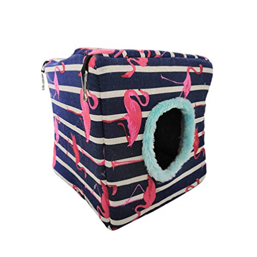 POPETPOP Bird Snuggle Hut Nest- Winter Warm Plush Birds Hammock Nest House Hanging Snuggle Hideaway Cave Bed Toy for Birds Like Macaws African Grey Cockatoos Random Pattern