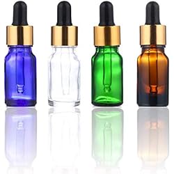 4 Pack 1/2 oz Clear Glass Dropper Bottles Essential Oil Containers