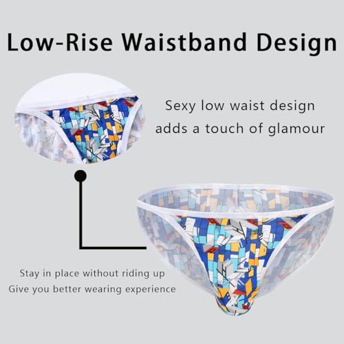 JINSHI Men's Briefs Cotton Underwear Cartoon Print Low Rise Tagless Briefs3