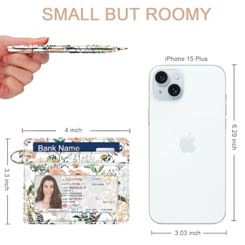 Image of Slim Minimalist Pocket Credit Card Holder Wallet Women | RFID Blocking Lightweight Thin Small Cute Card Cases, White Flowers