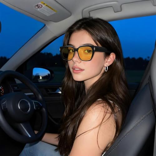 Image of HAOLOTA Night Vision Driving Glasses Fit Over Glasses for Women Men, Anti Glare Polarized Nighttime Yellow Lens