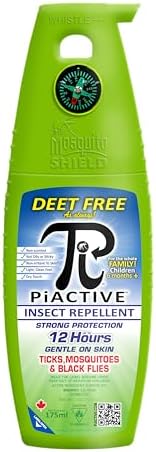 PiACTIVE - Insect Repellent Pump Spray, DEET-Free Bug Spray with 20% Incaridin, 12 Hours of Protection, Tick, Black Fly, and Mosquito Repellent, Built-In S.O.S Whistle and Compass, 175ml